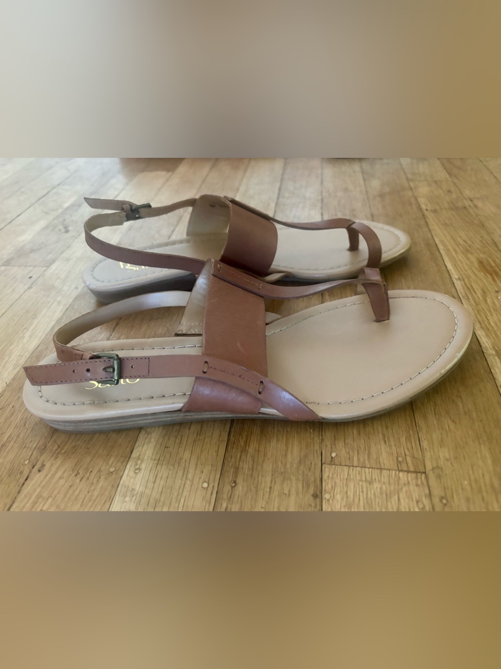 Franco Sarto T-Strap Leather Sandals